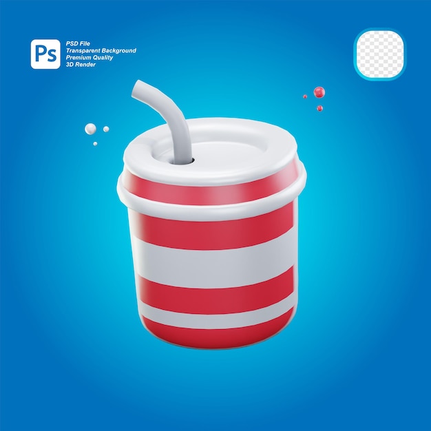 PSD icona di fast food di soda 3d isolata su uno sfondo trasparente illustrazione 3d