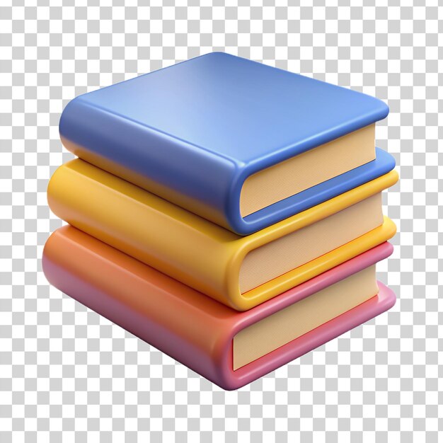 PSD 3d cartoon a stack of books isolated on transparent background