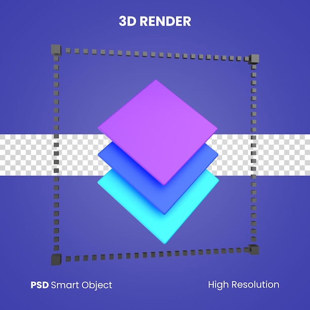 PSD 3d漫画スタック紙またはレイヤーアイコンレンダリング分離