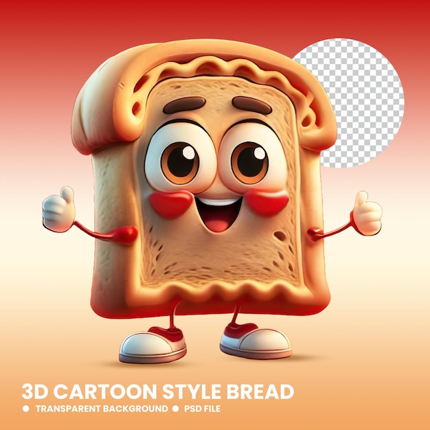 PSD 3d cartoon stijl brood zonder achtergrond psd