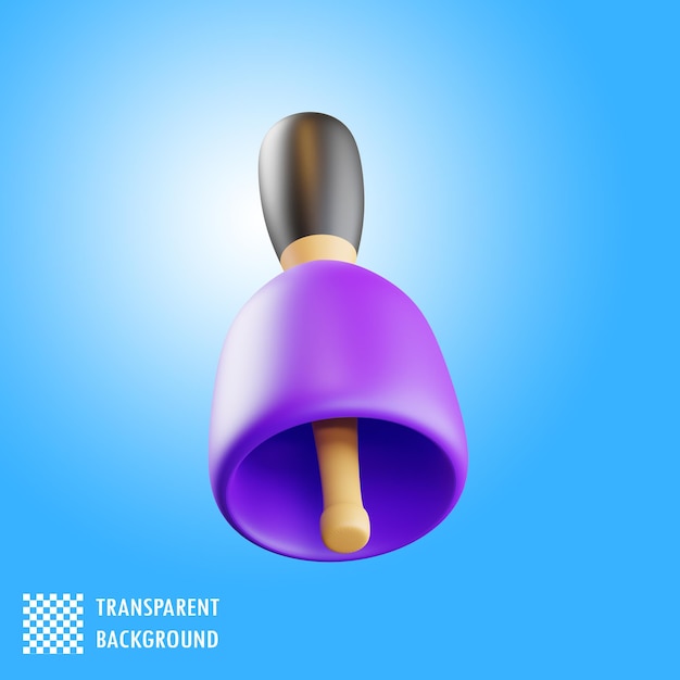 3D cartoon style purple bell illustration