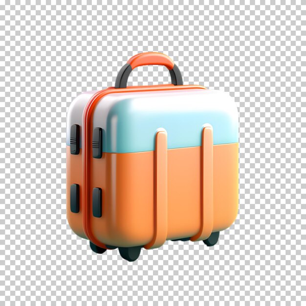3d cartoon suitcase on transparent background