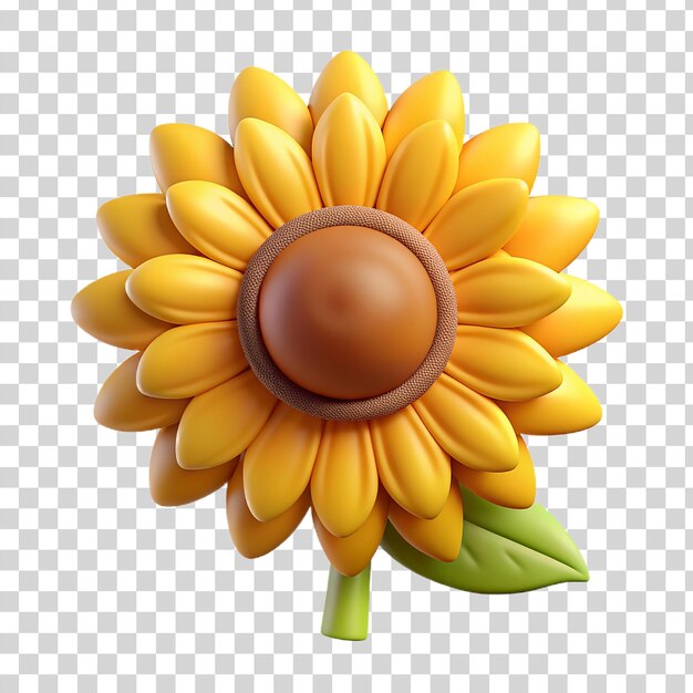 PSD 3d cartoon sunflower isolated on transparent background