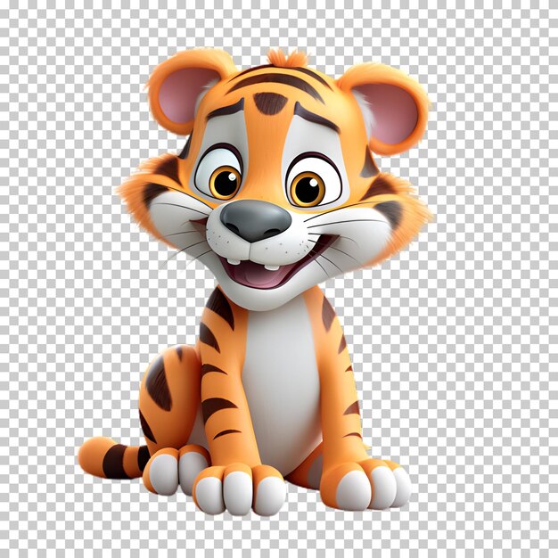 PSD tigre di cartone animato 3d isolato su sfondo trasparente