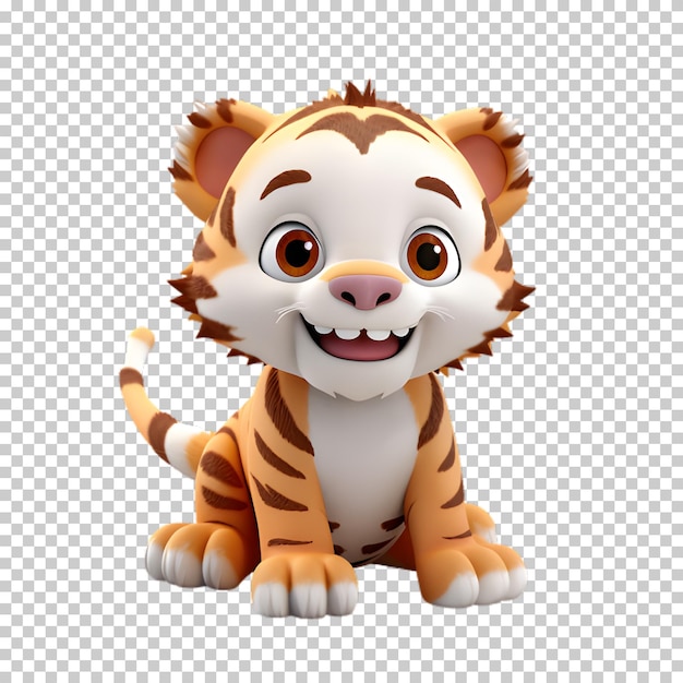 PSD 3d cartoon tiger isolated on transparent background