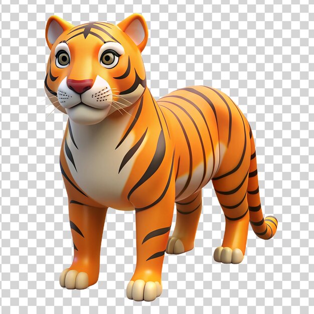 PSD cartone animato 3d tigre su sfondo trasparente