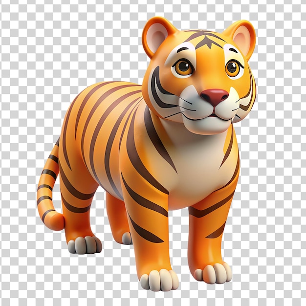 PSD 3d cartoon tiger on transparent background