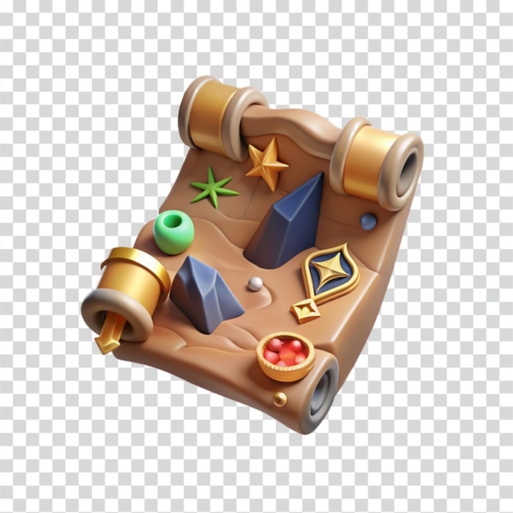 PSD 3d cartoon treasure map