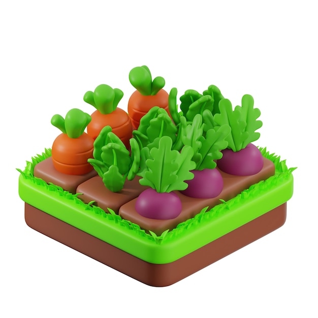3d cartoon vegetable garden