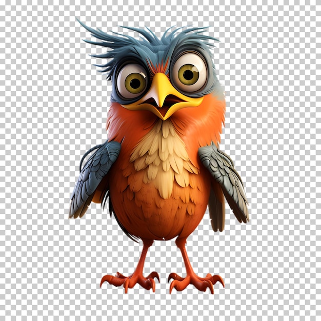 PSD 3d cartoon vogel op transparante achtergrond