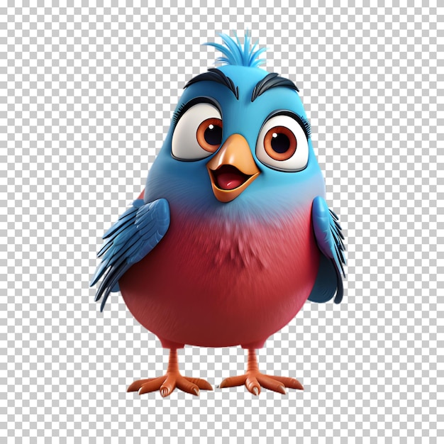 PSD 3d cartoon vogel op transparante achtergrond