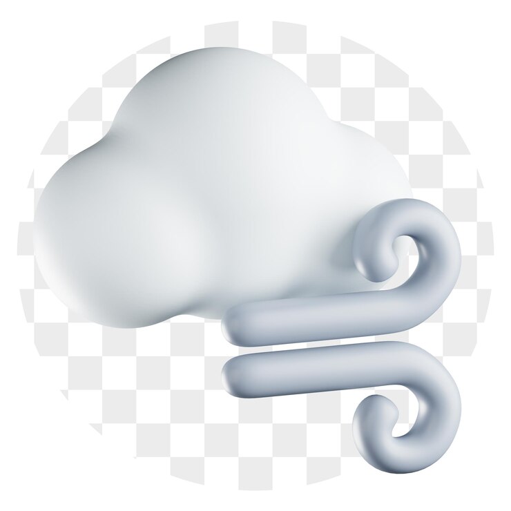 PSD 3d cartoon weather icon cloud and wind