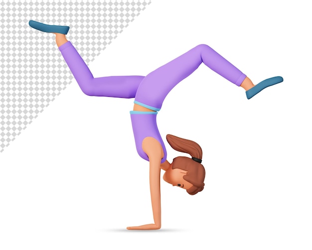 PSD 3d cartoon woman character doing yoga exercise