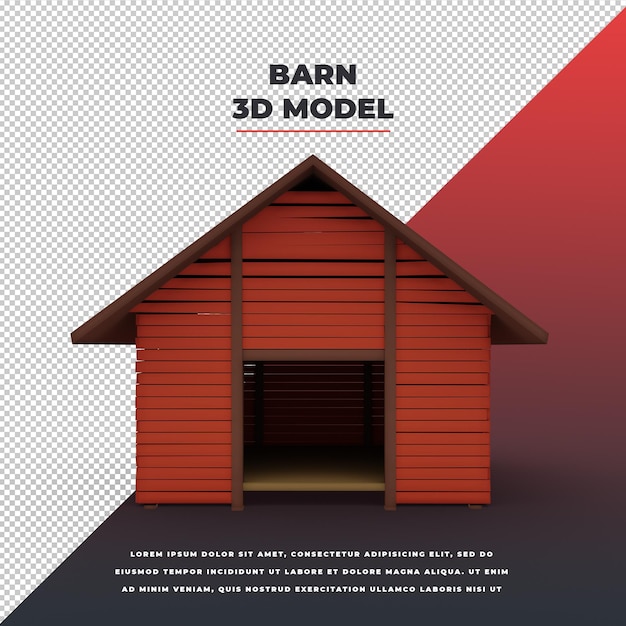 PSD 3d cartoon wooden barn house model