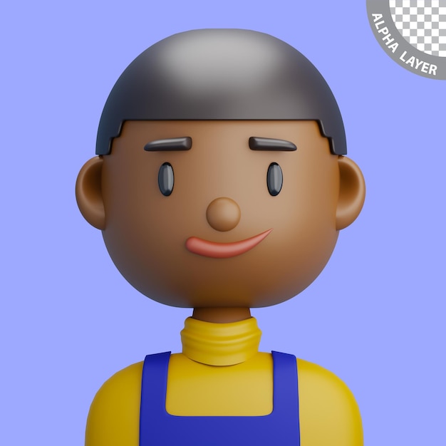 PSD 3d-cartoonavatar van zwarte tiener cartoon close-up portret van zwarte jongen op een paarse achtergrond 3d-avatar voor ui ux