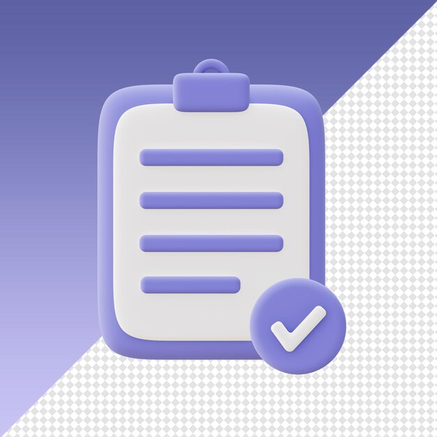 3d cartoony render checkbook notes checklist icons for UI UX web mobile apps social media designs