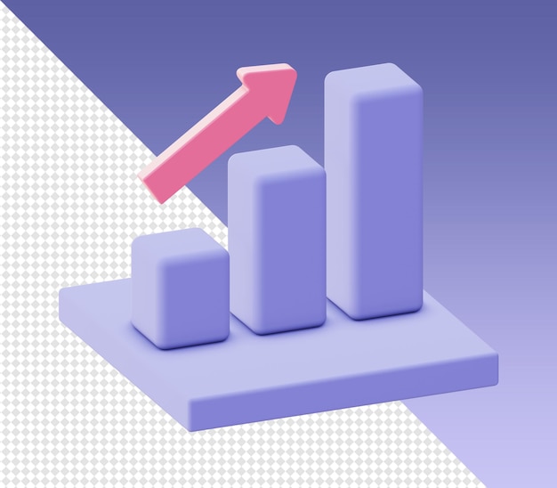 3D cartoony render staafdiagram statistiek groei pictogrammen voor UI UX web mobiele apps sociale media ontwerpen