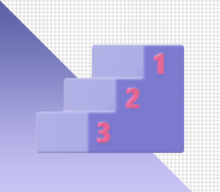 PSD 3d cartoony render stair podium winners ranking icons for ui ux web mobile apps social media designs