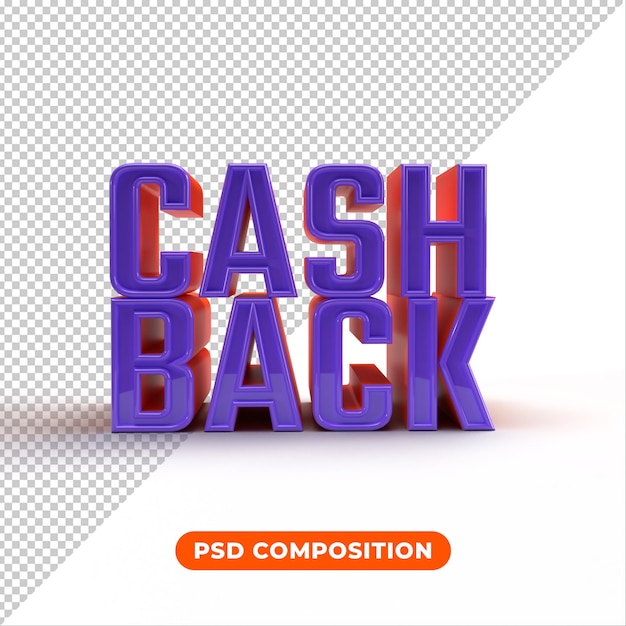 Modello isolato logo cash back 3d