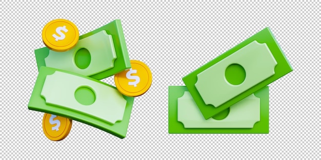 3d cash money dollar icon isolated