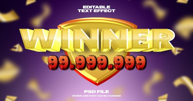 PSD 3d casino style win text effect editable