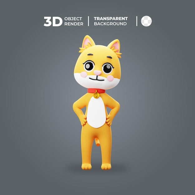 3d cat cartoon character confident