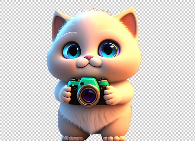 PSD 3d cat holding camera