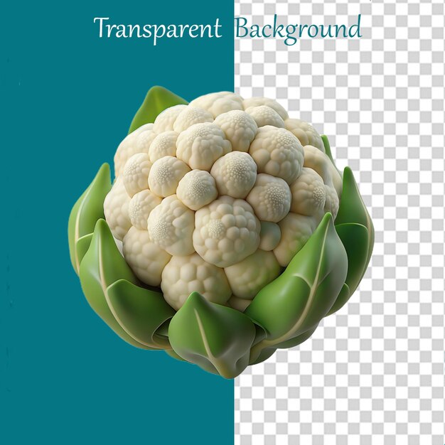 PSD a 3d cauliflower isolated on transparent