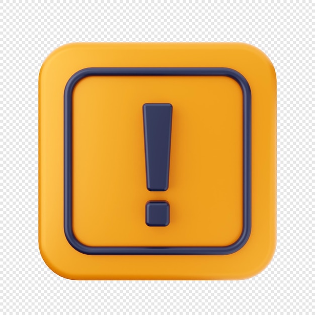 PSD 3d caution warning alert sign icon illustration render