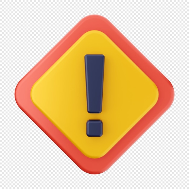 PSD 3d caution warning alert sign icon illustration render