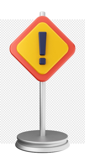 PSD 3d caution warning alert sign icon illustration render