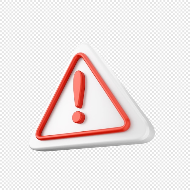 PSD 3d caution warning alert sign icon illustration render