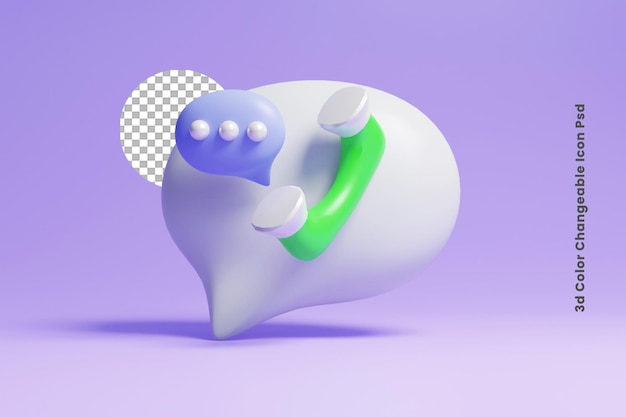 3d cell phone and bubble talk icon or 3d received call and bubble talk concept icon