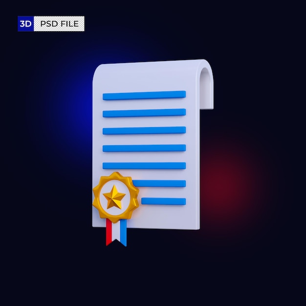 3d certificate icon isolated