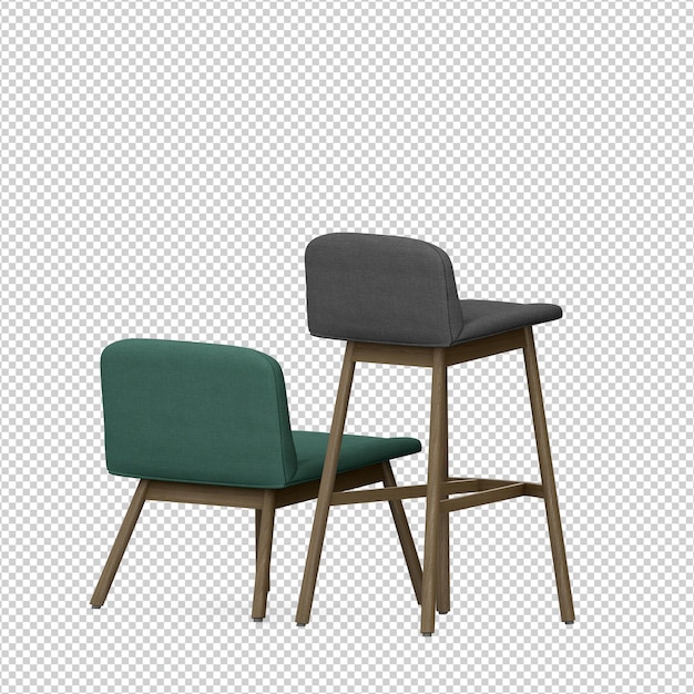 3D chairs isolated rendering