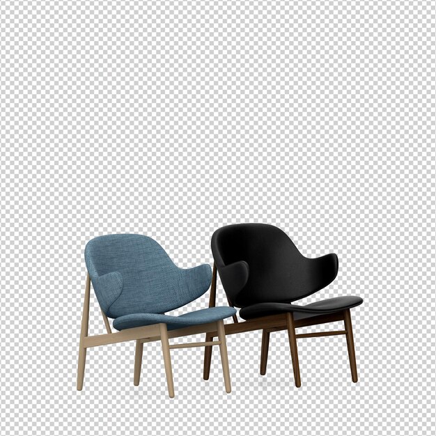 3D chairs isolated rendering