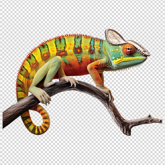 3d chameleon isolated on transparent background