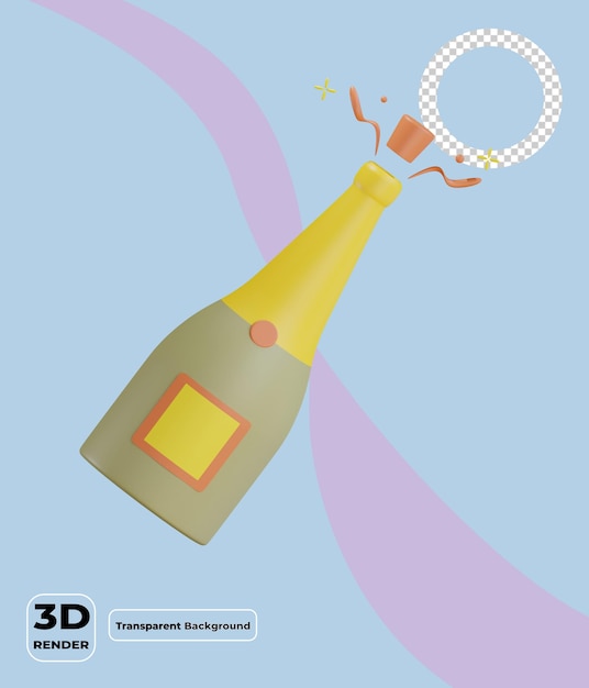 3D бутылка шампанского