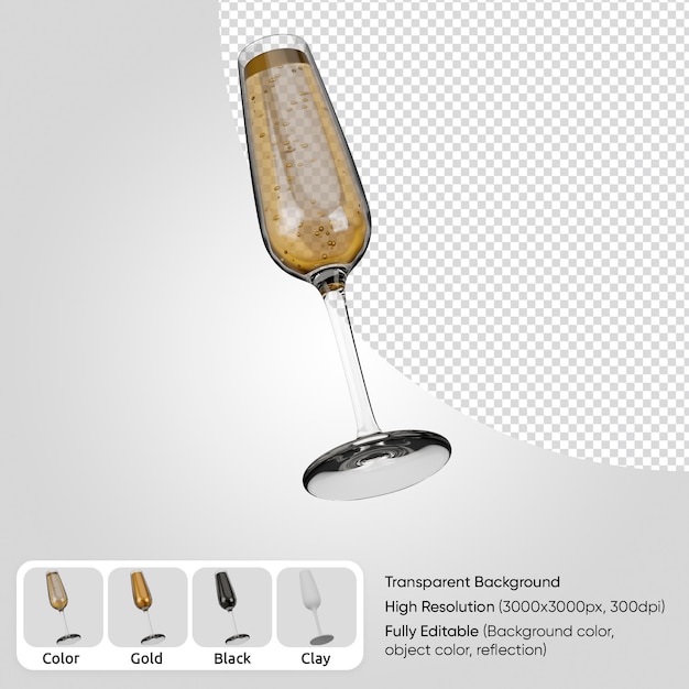3d champagne glass