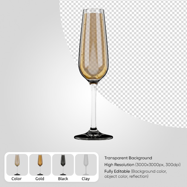 PSD 3d champagne glass