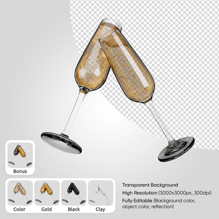 3d Бокалы для шампанского