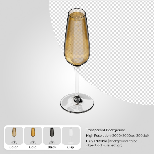 PSD 3d-champagneglas