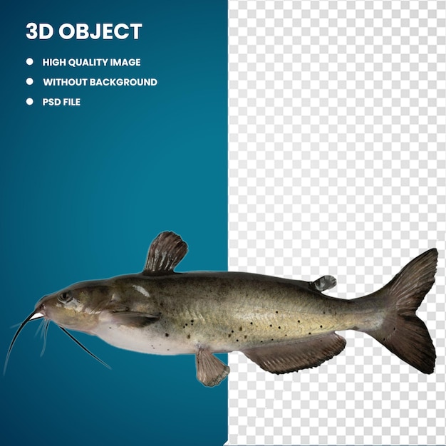 PSD 3dチャネルカットフィッシュグラフィック