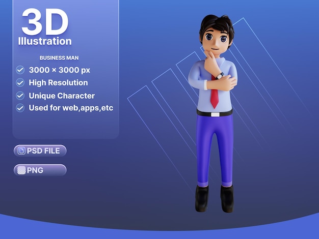 3D Character business man is thinking