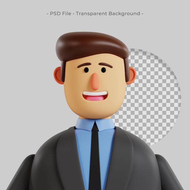 3d Character of Business Man Potrait Avatar