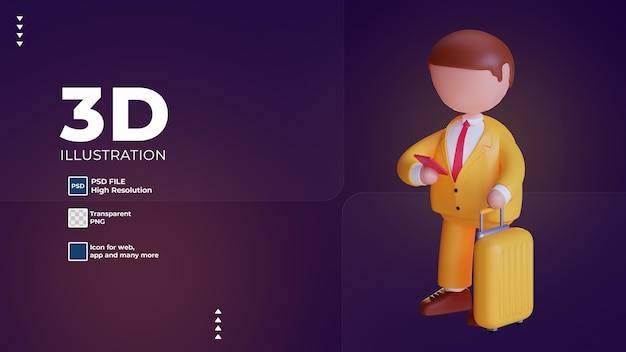 3d character businessman business travel