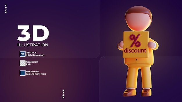 3d character businessman holding discount