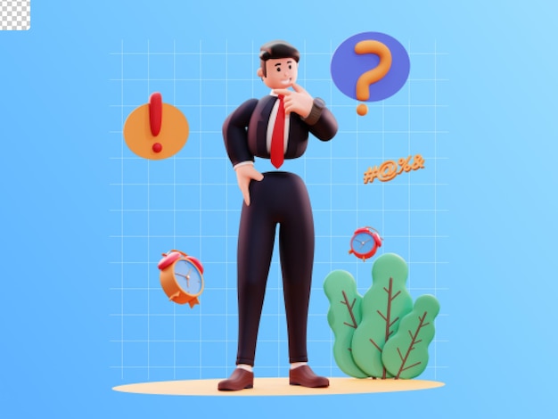 PSD 3d character businessman illustration