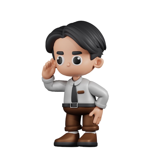 3d 캐릭터 사업가 승리 포즈를 찾고