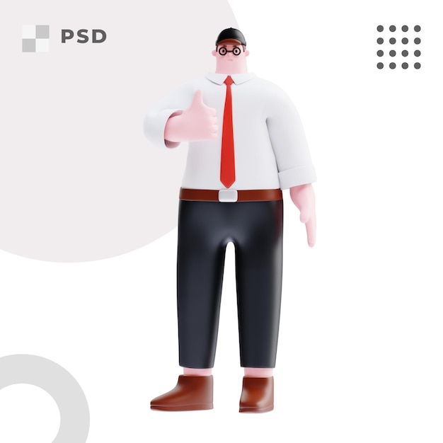 3d character of Businessman showing thumbs up